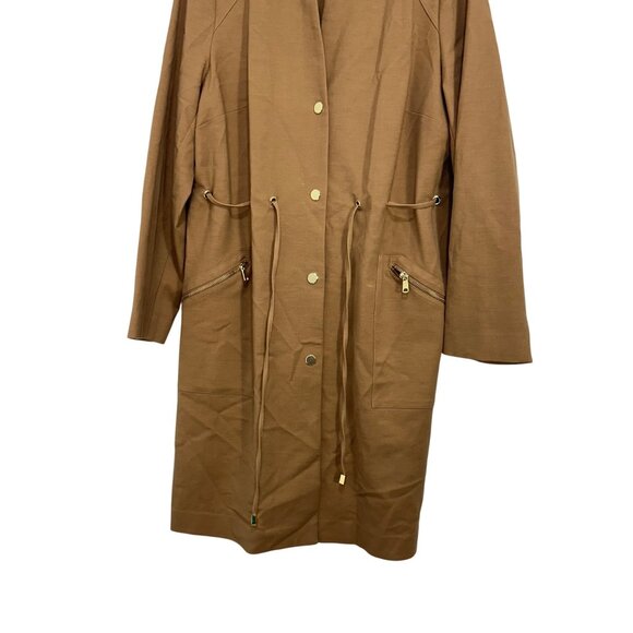 Chicos Brown Button-Front Utility Jacket Drawstring Waist & Zipper Pockets SZ 2 - Picture 10 of 14